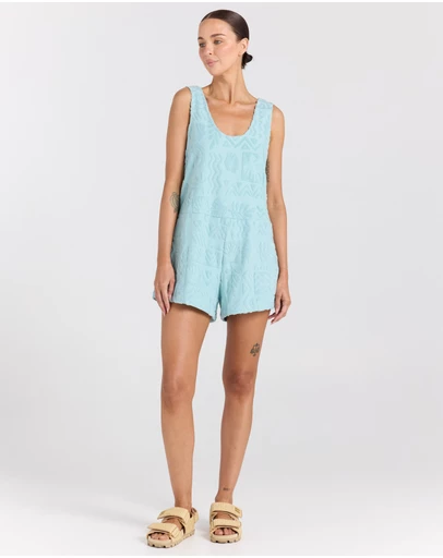 Poolside Paradiso - Mai Tai Towelling Romper - Seaspray