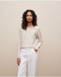 Trenery - Ottoman Marle Long Sleeve T-shirt in Oatmeal