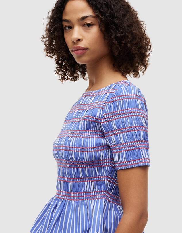 Tommy Hilfiger - Smock Stripe Ruffle Boat Neck Top