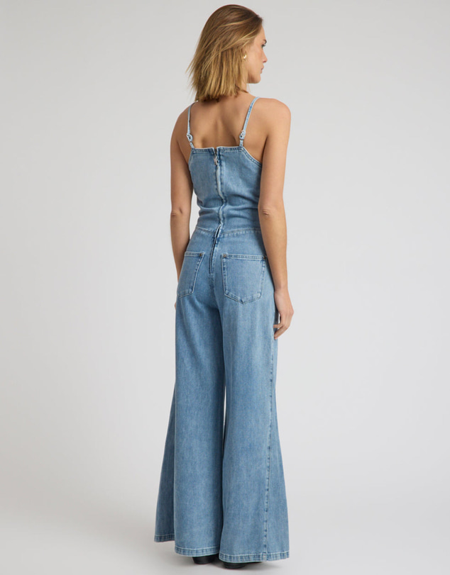 ONE TEASPOON - Brigitte Wide Leg Cami Denim Jumpsuit - Blue Rapture
