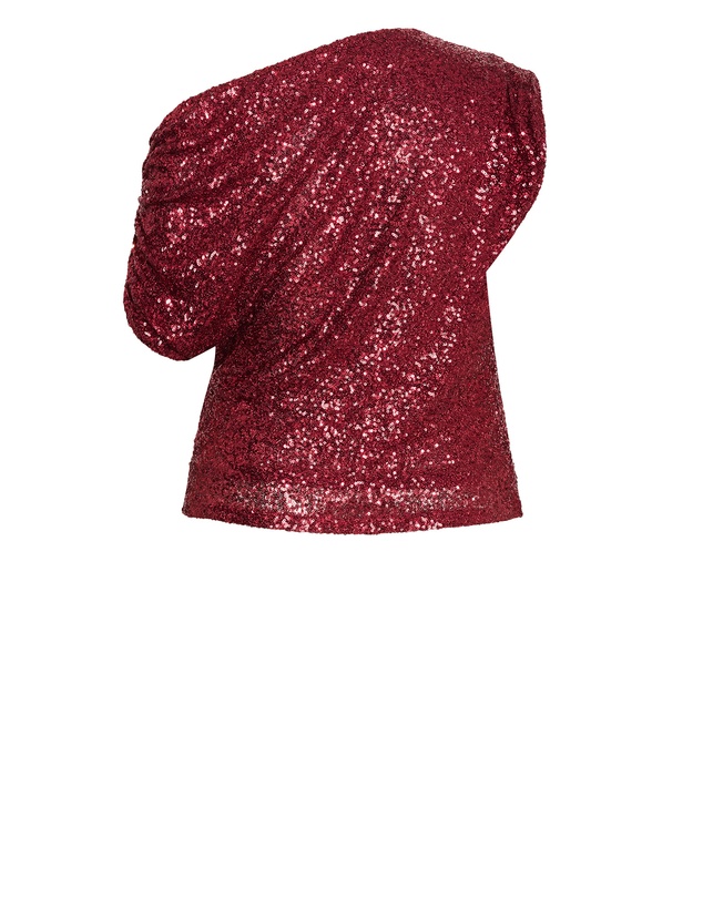 City Chic - Plus size Adorn Sequin Top - berry