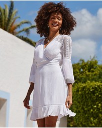 Sosandar - Broderie Detail Wrap Front Summer Dress