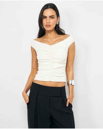 AERE - Bella Off Shoulder Ruched Top