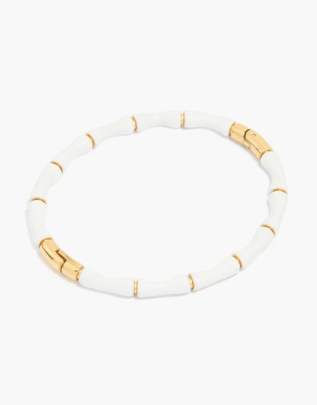 Lovisa - Waterproof Gold Plated Stainless Steel White Enamel Bamboo Bangle