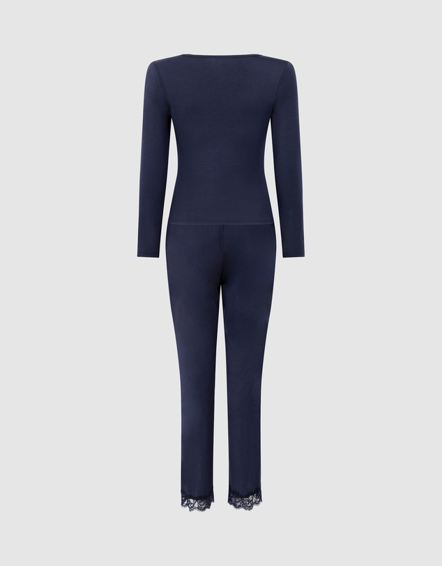 Hunkemoller - Long Sleeve Jersey Modal Lace PJ Set