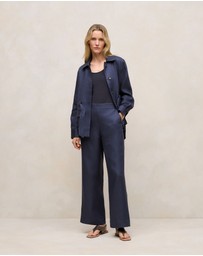 Trenery - Linen Pocket Detail Belted Jacket in Night Sky