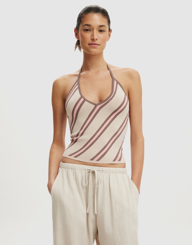 Cotton On - Contrast Bind Halter Knit Top