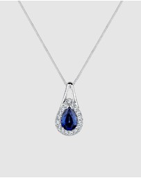 Elli Jewelry - Necklace Sapphire Drop 925 Sterling Silver