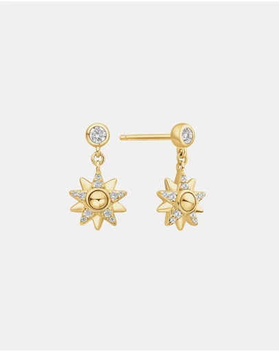 Ania Haie - Ania Haie Gold Sunburst Dangle Stud Earrings