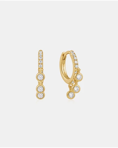 Ania Haie - Ania Haie Gold Trio-Drop Huggie Hoop Earrings