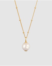 Elli Jewelry - Necklace Pendant Baroque Balls with Freshwater Cultured Pearl in 925 Sterling Silver Gold Plated