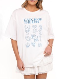 Petal & Pup - Catch of the Day Tee - White Blue