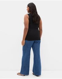 City Chic - Plus size Tara Motif Rib Tank - black