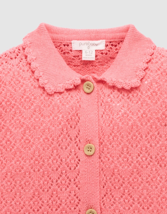 Purebaby - Eyelet Collar Cardigan-Kids-Babies