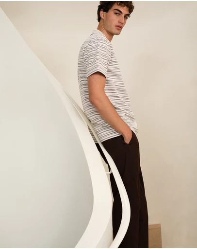 Trenery - Jacquard Stripe Polo in White