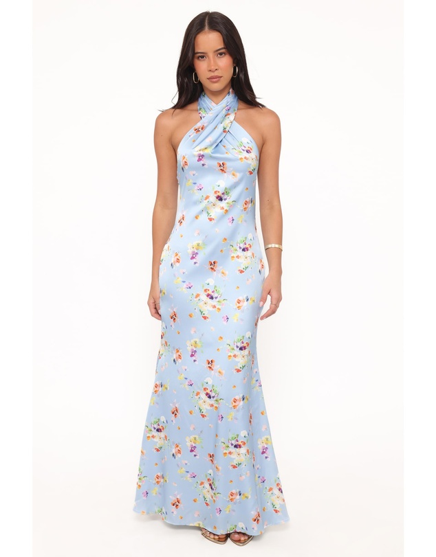 Petal & Pup - Mila Halterneck Maxi Dress - Cornflower Blue Floral
