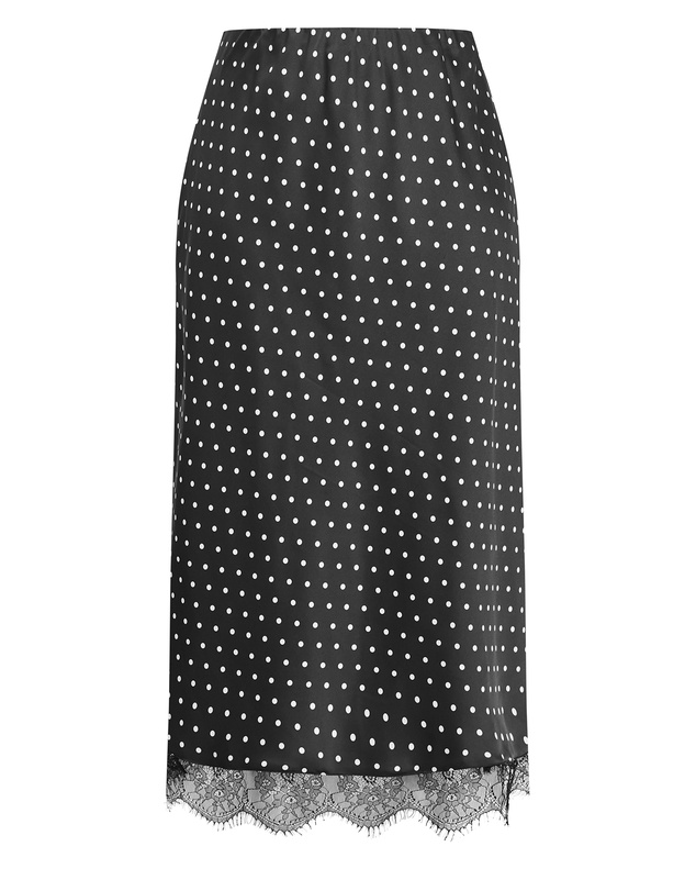 City Chic - Plus size Solene Spot Lace Hem Skirt - dark chocolate