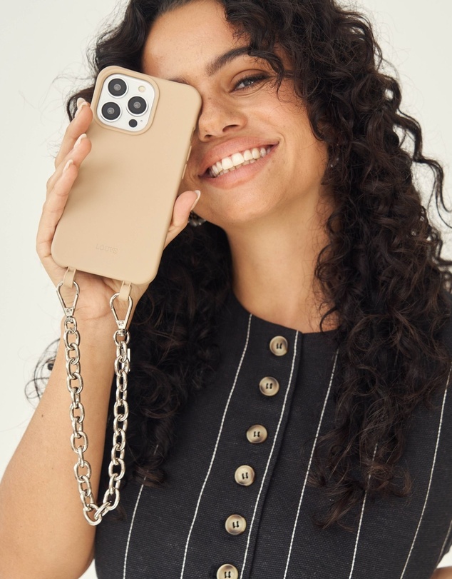 LOUVE COLLECTION - Desert Sand Phone Case + Kate Silver-Plated Wristlet