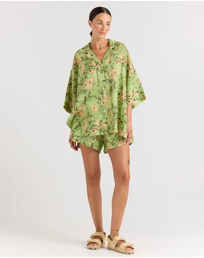 Poolside Paradiso - Tropico 100% Linen Over Shirt - Margarita
