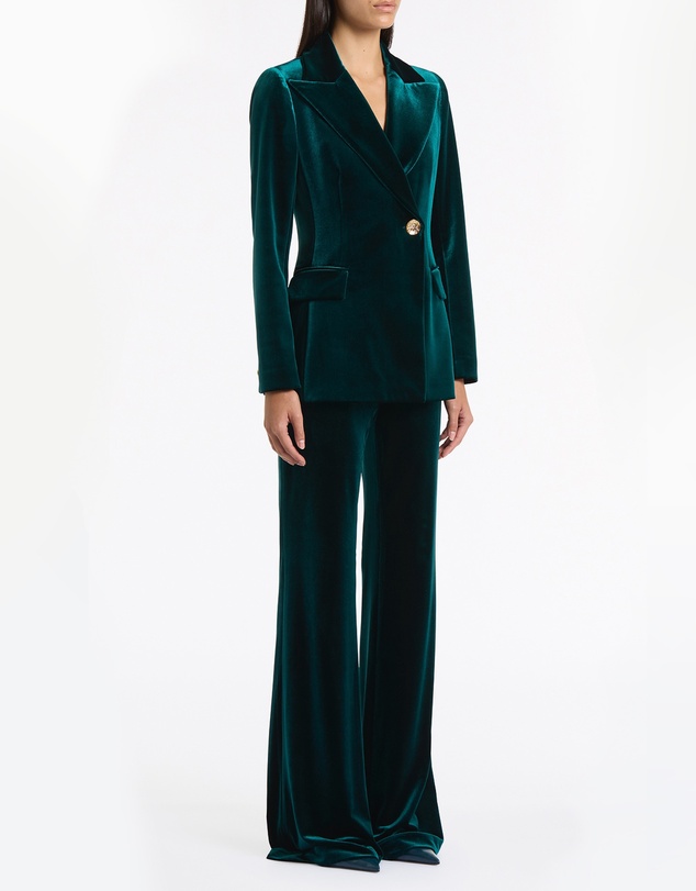 Carla Zampatti - Hunter Green Velvet Wide Leg Pant