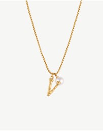 Zahar - Pearl Letter V Necklace