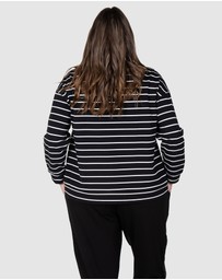 Love Your Wardrobe - LYW & Co Stripe Embroidered Sweat Top