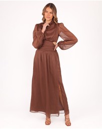 Petal & Pup - Neveah Long Sleeve Maxi Dress - Chocolate