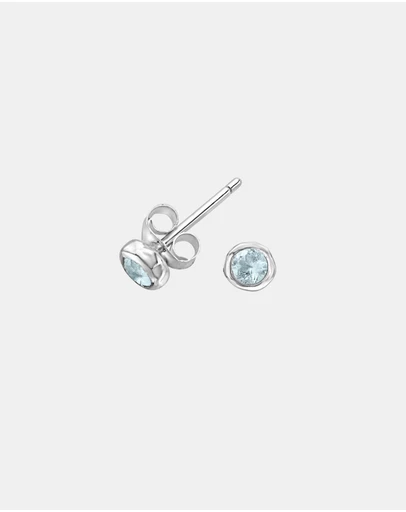 Dower & Hall - Women's 3mm Aquamarine Dewdrop Studs In Sterling Silver