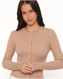 Petal & Pup - Searie Ribbed Cardigan Top - Warm Sand