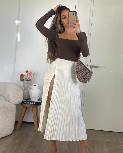 Fall For You Pleated Midi Skirt