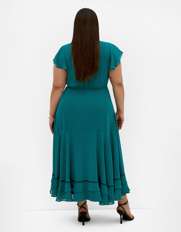 City Chic - Plus size Yasmine Short Sleeve Maxi Dress - emerald