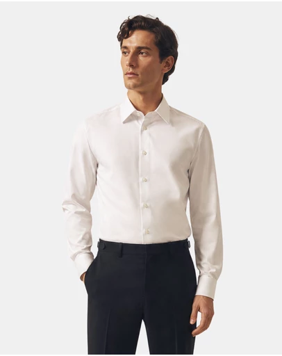 Henry Bucks - HENRY SARTORIAL Bamboo Easy Care Shirt WHITE