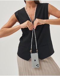 LOUVE COLLECTION - Clear Phone Case + Pearl Crossbody Chain