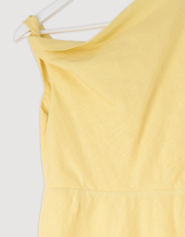 Revibe - Repaired AERE Fia Linen Draped Off Shoulder Maxi Dress - AU 14