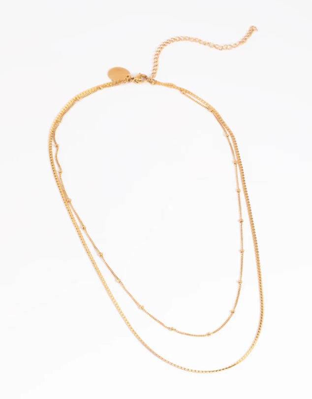 Lovisa - Waterproof Gold Plated Stainless Steel Mixed Chain Layered Necklace