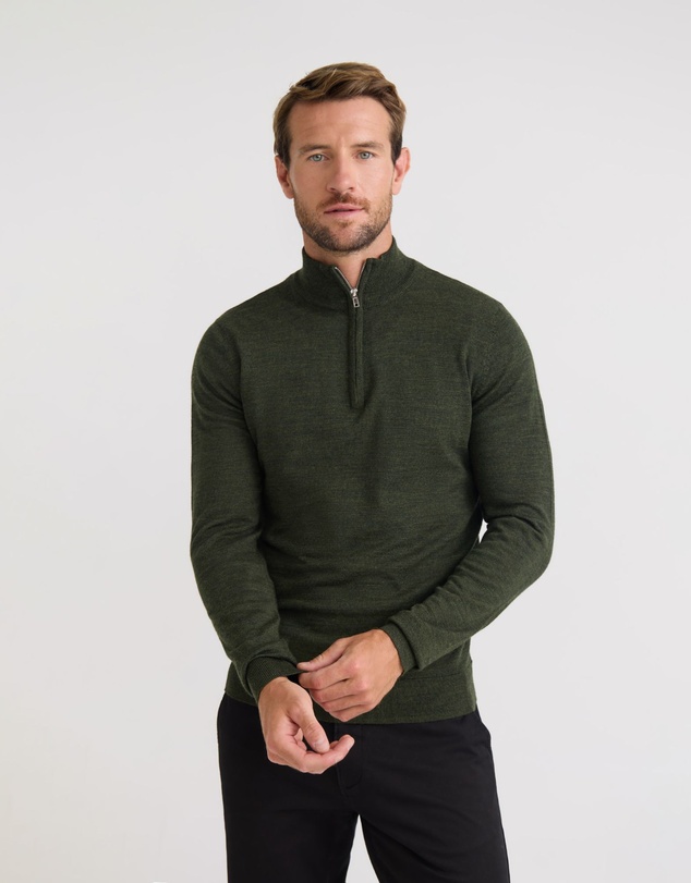 Oxford - Merino Zip Neck Pure Wool Pullover