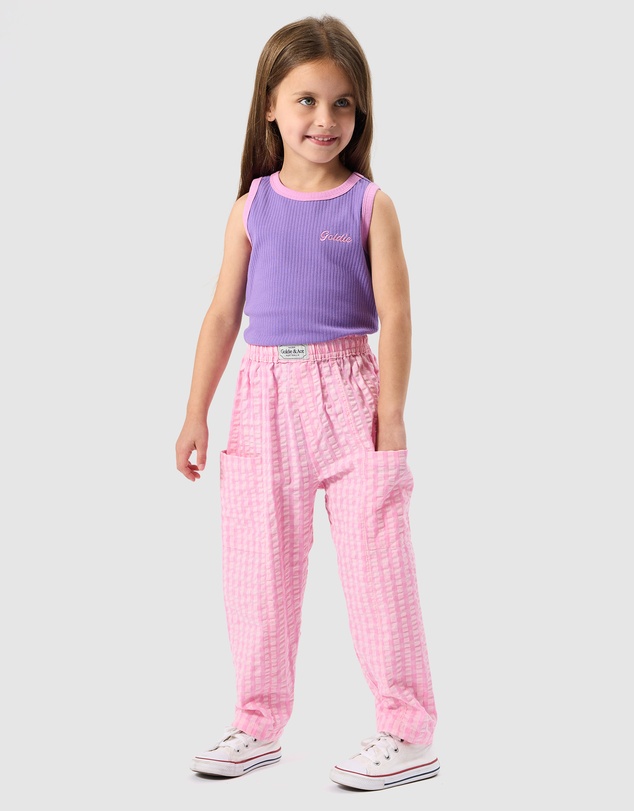 Goldie + Ace - Embroidered Colour Pop Rib Singlet - Babies-Kids