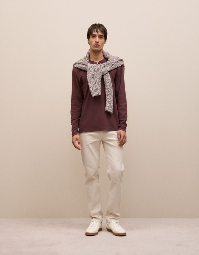 Trenery - Cotton Henley in Fudge