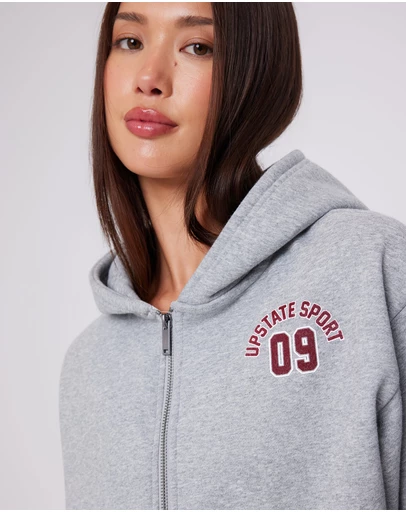 Upstate - Zip Through Hoodie - Grey Marle