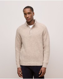 Trenery - Merino Nep Half Zip Pullover in Fawn