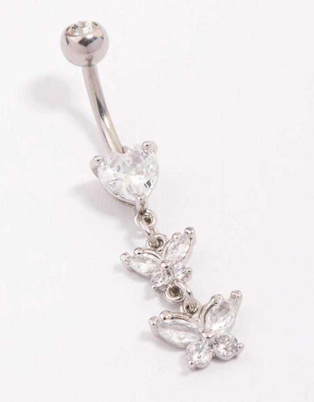 Lovisa - Surgical Steel Heart Butterfly Drop Belly Piercing