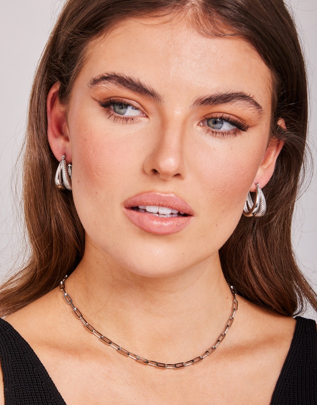 Zoe Olivia - Waterproof Ribbed Double Hoops