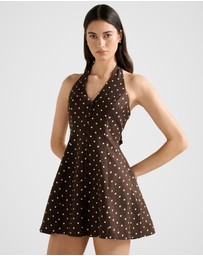 Forever New - Ina Button Front Halter Neck Linen Mini Dress