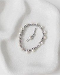 The White Collection - Simone - Pearl Silver Bridal Bracelet