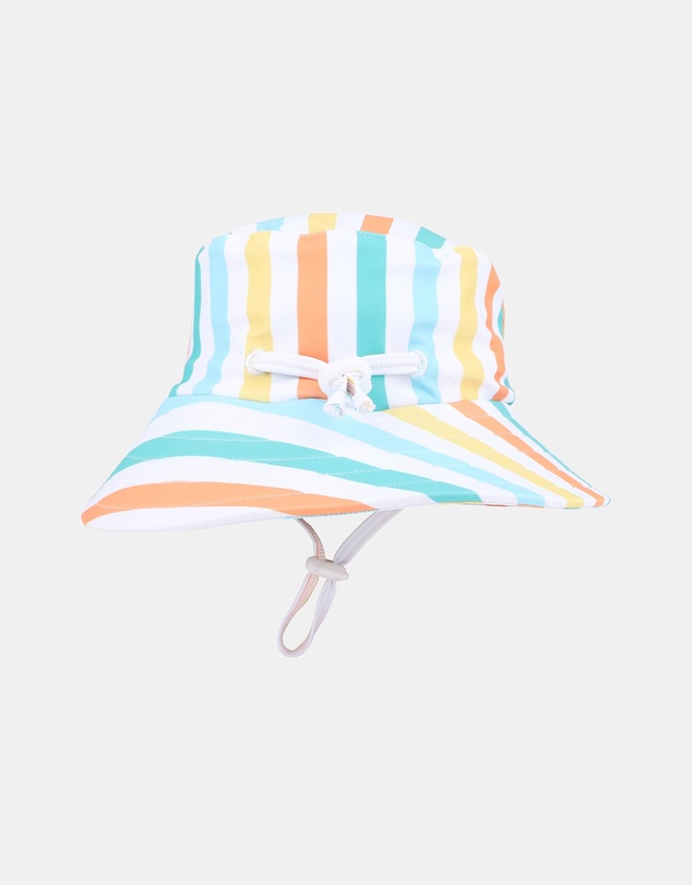 Minihaha - Luca Stripe Swim Hat With Quick Release Neck Tie - Babies-Kids