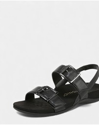 Vionic - Reese Back Strap Sandal - Black Tumbled Leather
