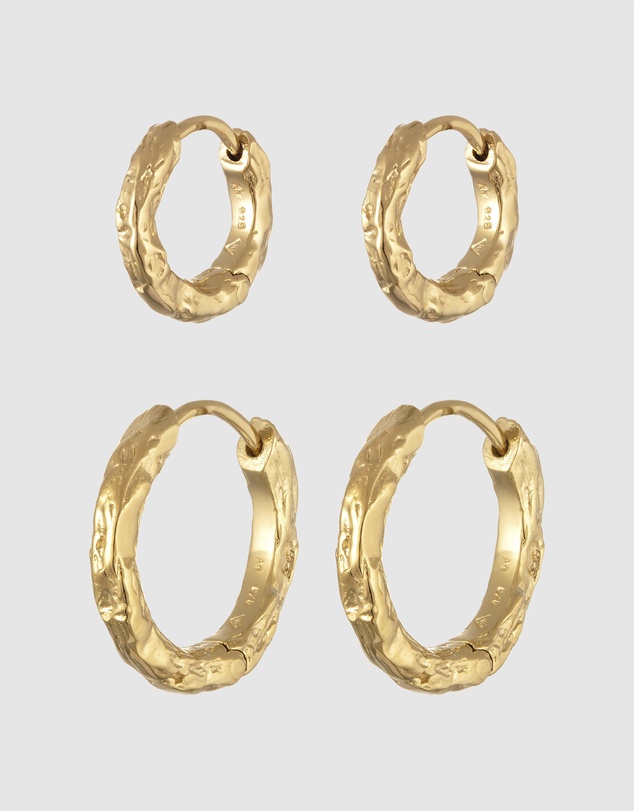 Elli Jewelry - Organic Hoop Set in Gold-Plated 925 Silver