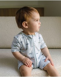 Kynd Baby - Day Or Night Onesie Short Sleeve in Blue Haze Cars