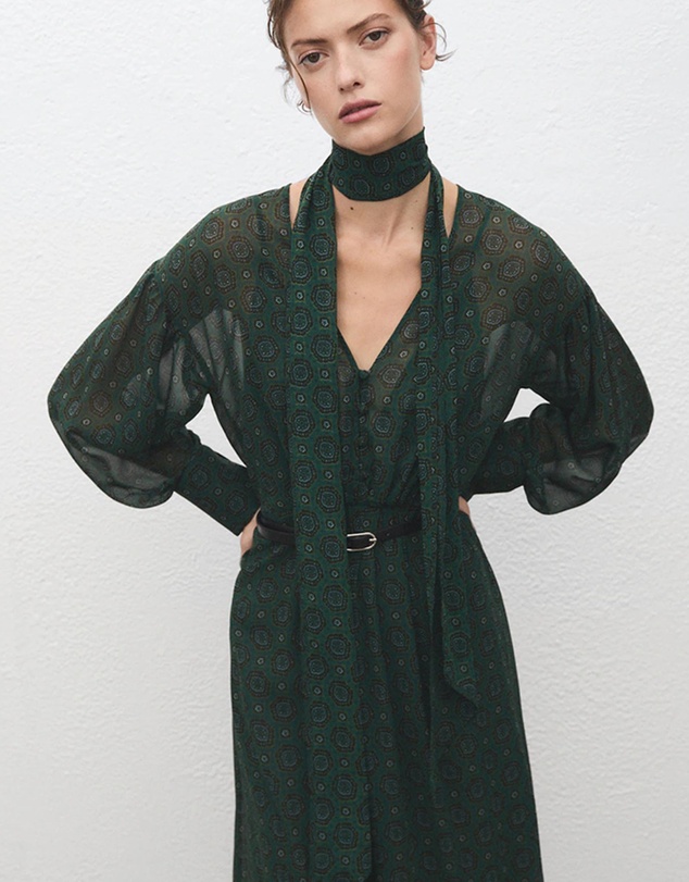 M.N.G - Printed Dress With Foulard