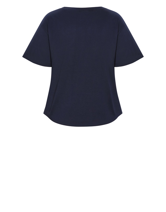 City Chic - Plus size Copenhagen Studio Cotton Tee - navy